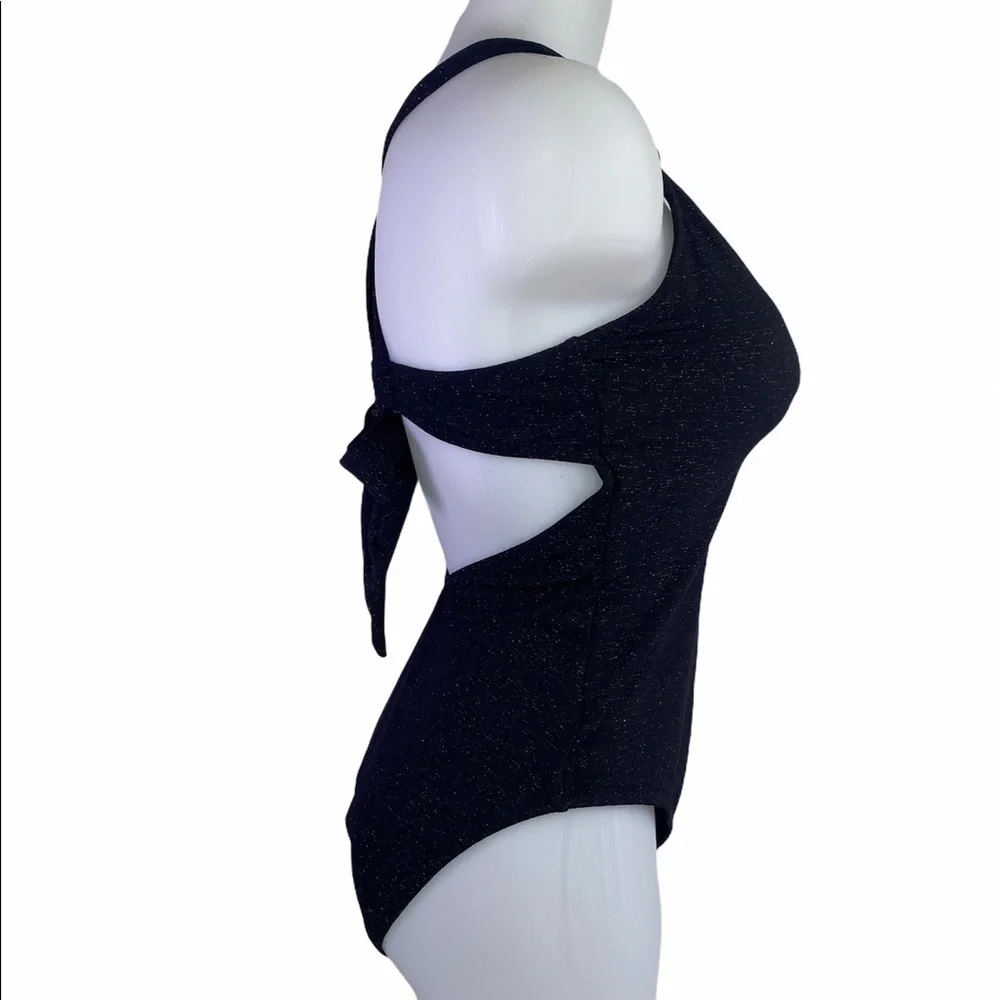 JESSICA Simpson Black Shimmering 1 Piece Swimsuit